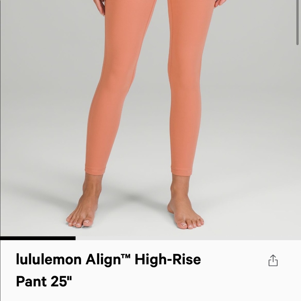 Lululemon Align high rise pant 25” size 2 in pink savannah